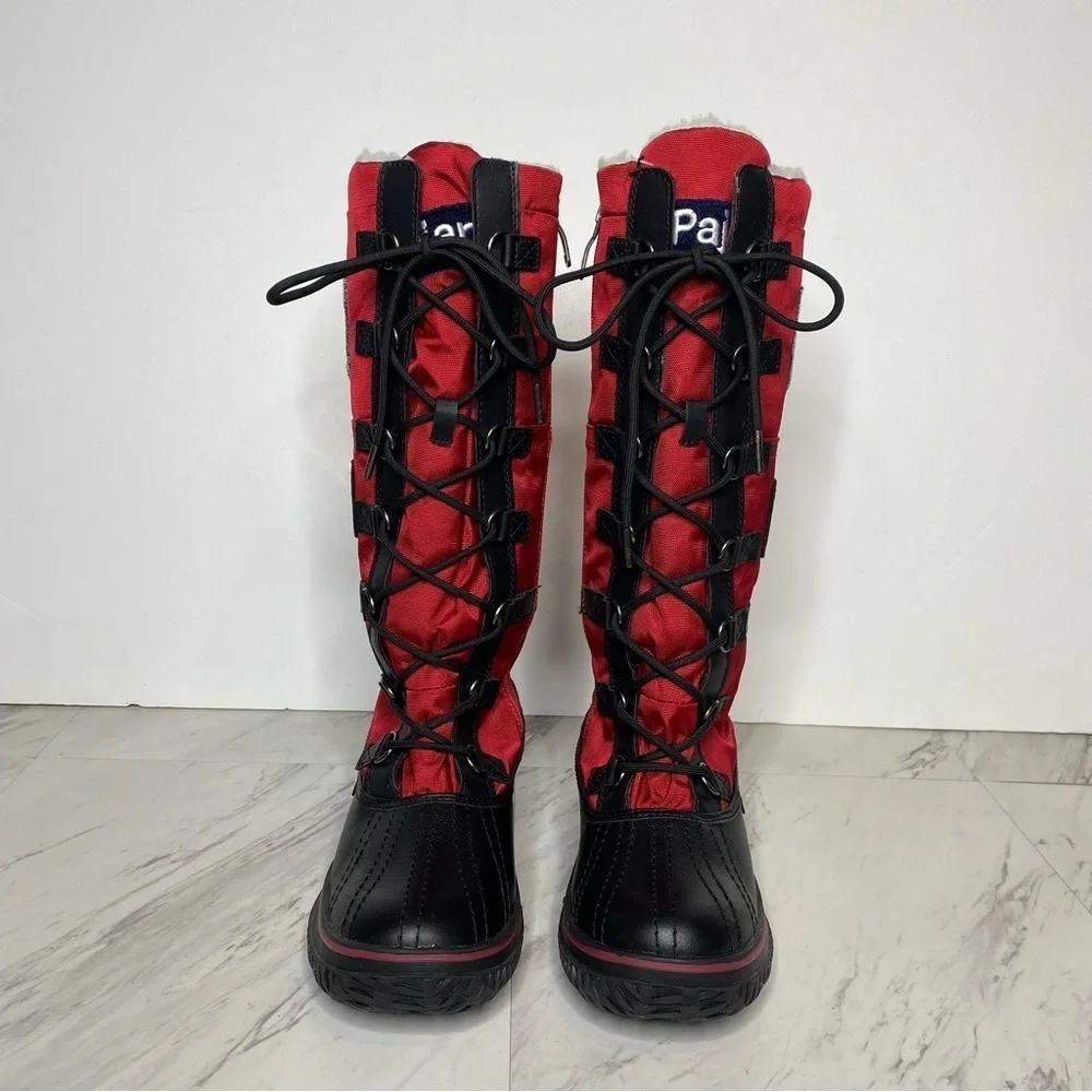 New! Pajar Grip Zip Red Lace Up Snow Boot 5 / 5.5